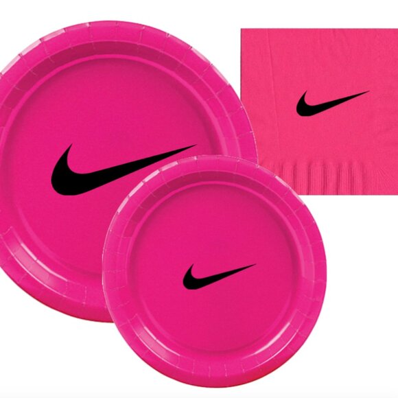 Sw00sh Plates | Pink Basketball Party Paper Plates | Disposable 45 pcs - Picture 6 of 7
